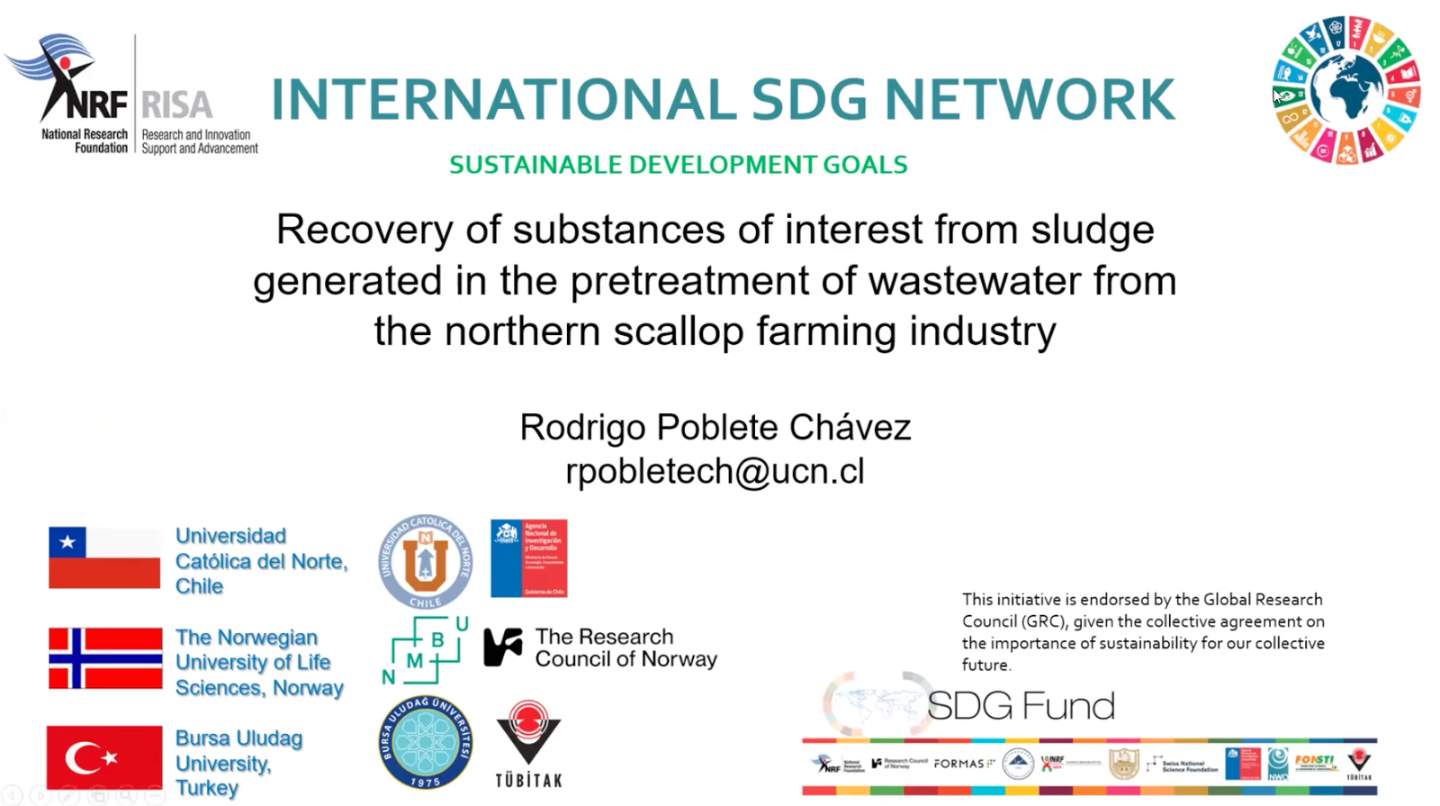 Dr. Rodrigo Poblete– Recovery of substances of interest from sludge generated in the pretreatment of wastewater from the northern scallop farming industry